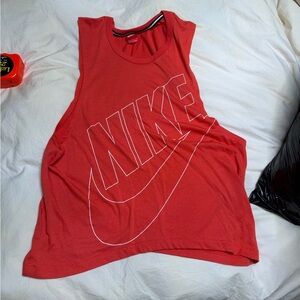 Nike Red Sleeveless Muscle Tank with Outline Logo
